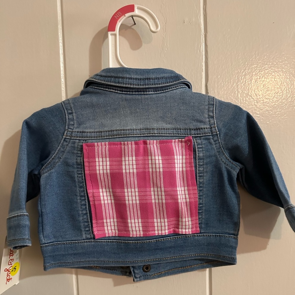 Hawaiian print Kids denim "pink palaka" jacket